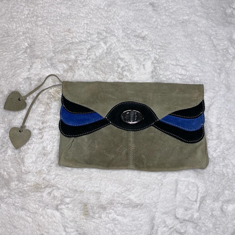 Aldo Grey Leather Suede Clutch